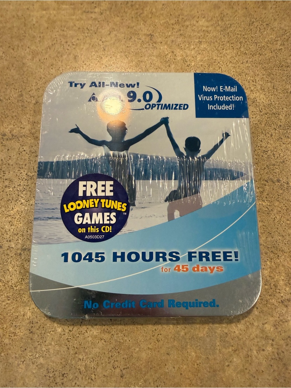 Vintage AOL Promo CD's AOL 9.0 Optimized Tin Free Looney Tunes Games Tag Sealed